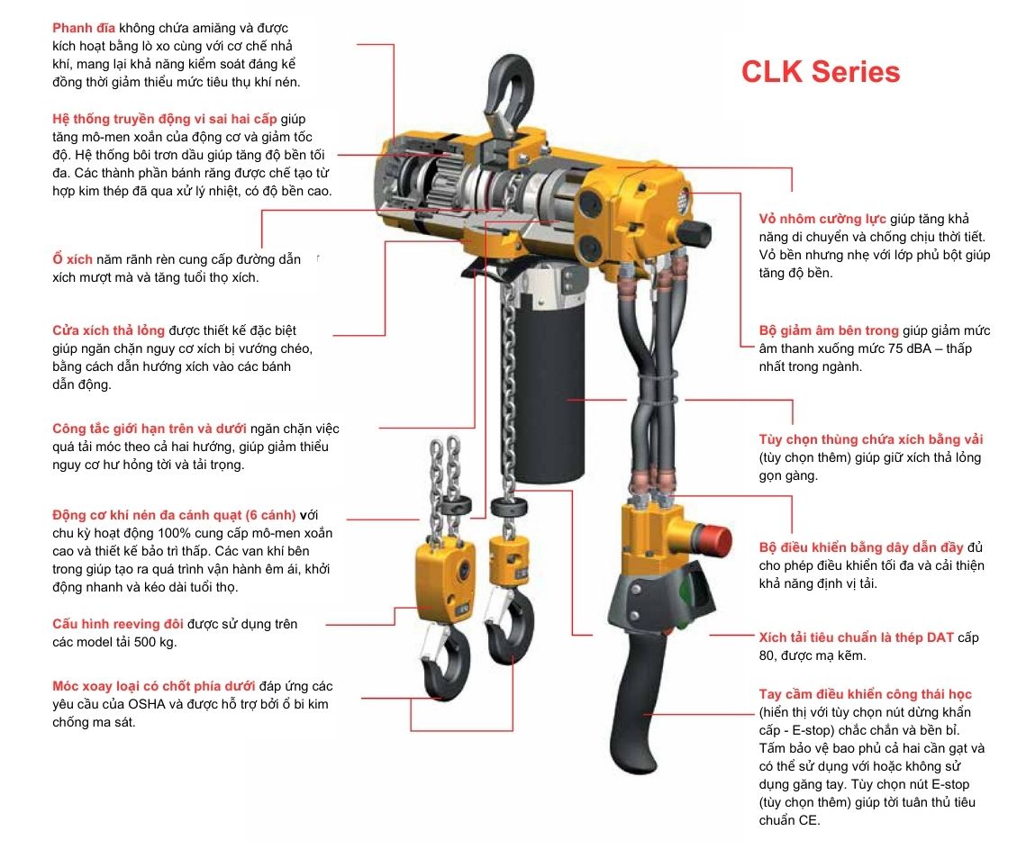 Pa Lăng Xích Khí Nén CLK Ingersoll Rand (250~500kg)