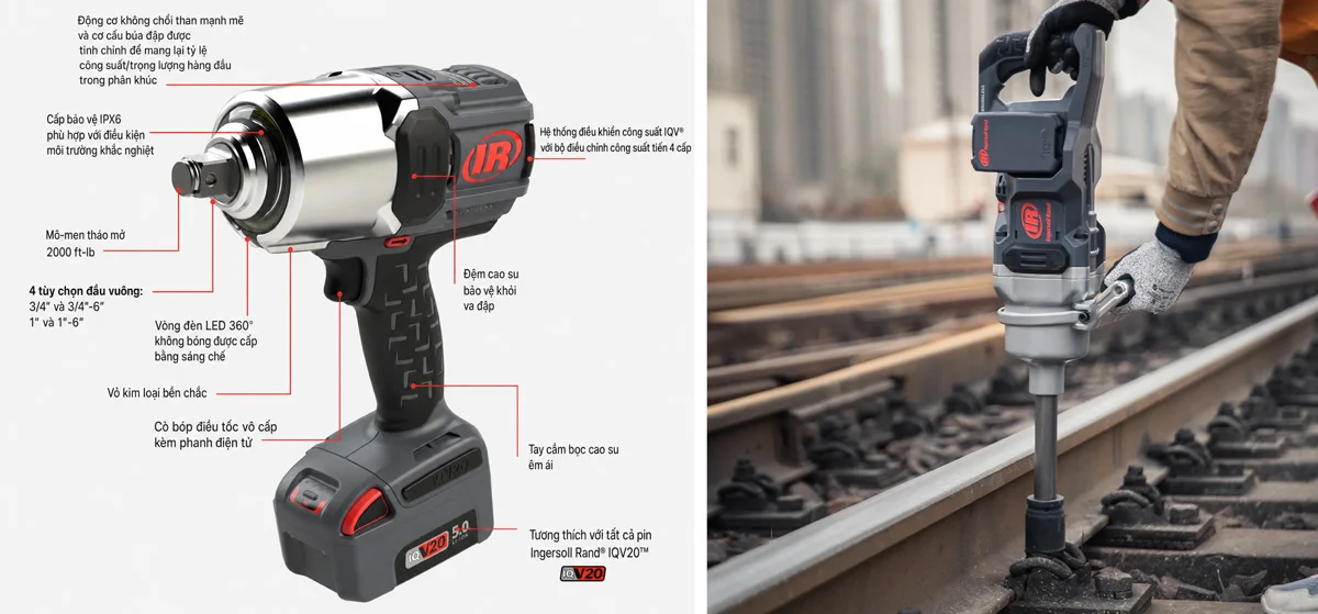cấu tạo, phân loại Máy siết bu lông đai ốc pin 1/4 - 1 inch Ingersoll Rand