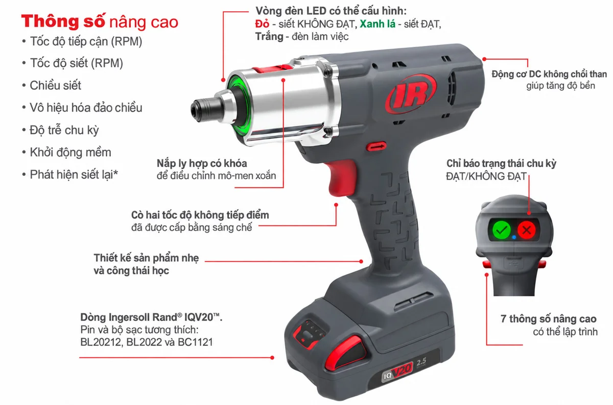 thông số kỹ thuật Máy siết ốc kiểm soát lực chính xác 0,5-12 Nm QC Series