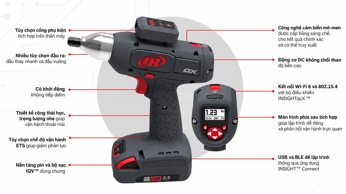đặc tính kỹ thuật Máy siết lực chính xác bu lông, vặn vít QX Limitless Wi-Fi 6